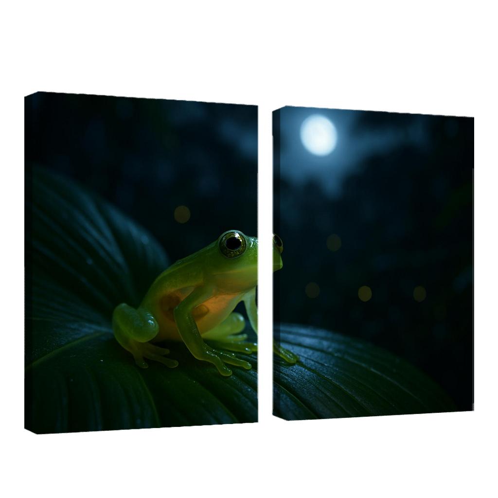 The Translucent Glass Frog On A Moonlit Leaf framed paintings