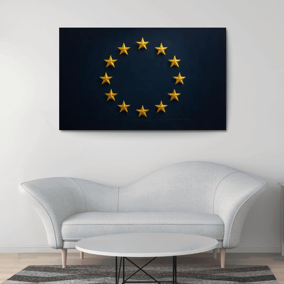 Stars Within The Circle The Flag Of The European Union Reimagined abstract paintings frame
