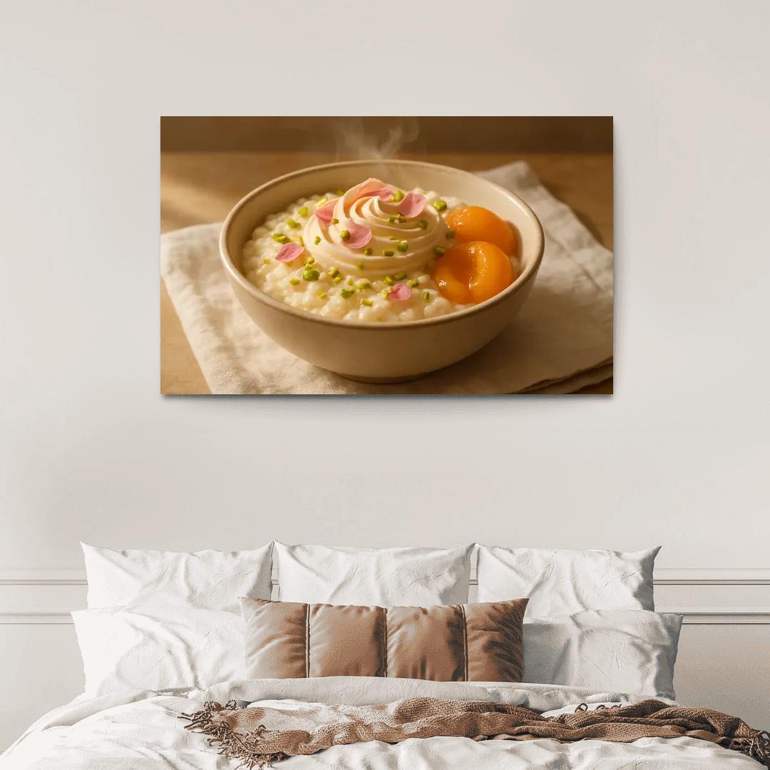 Pistachio Rose Rice Pudding With Poached Apricots modern paintings frame