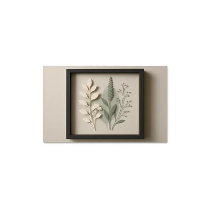 Shadow Box Wall Panel With Layered Botanical Silhouettes premium artwork frames
