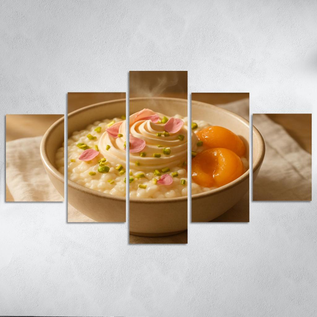 Pistachio Rose Rice Pudding With Poached Apricots modern paintings frame