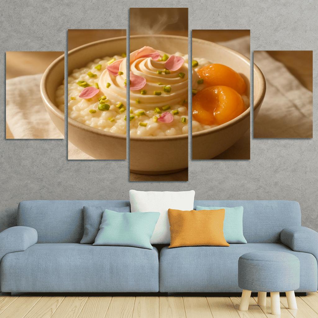 Pistachio Rose Rice Pudding With Poached Apricots modern paintings frame