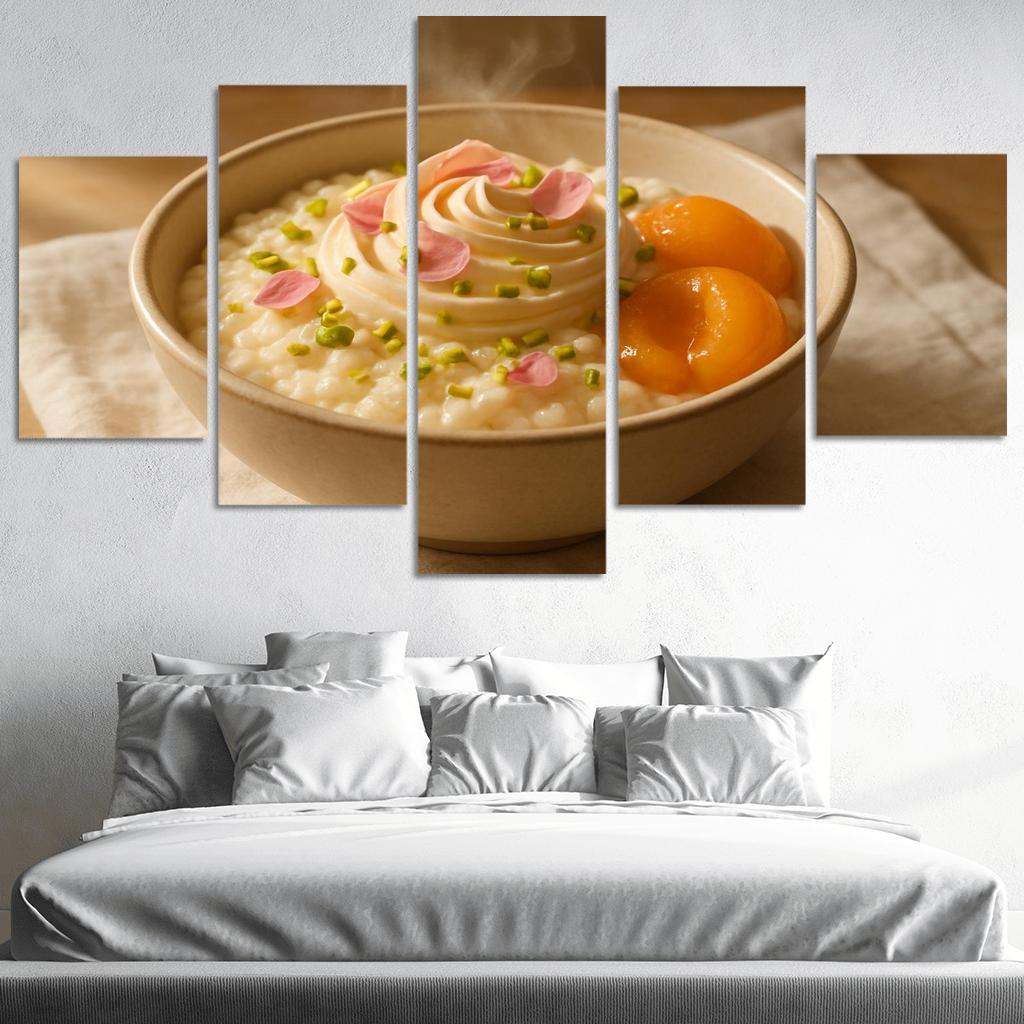 Pistachio Rose Rice Pudding With Poached Apricots modern paintings frame