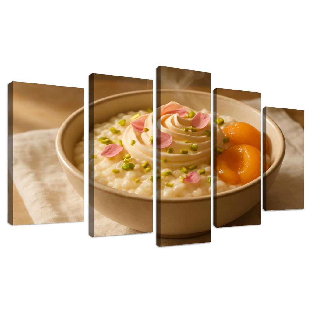 Pistachio Rose Rice Pudding With Poached Apricots modern paintings frame
