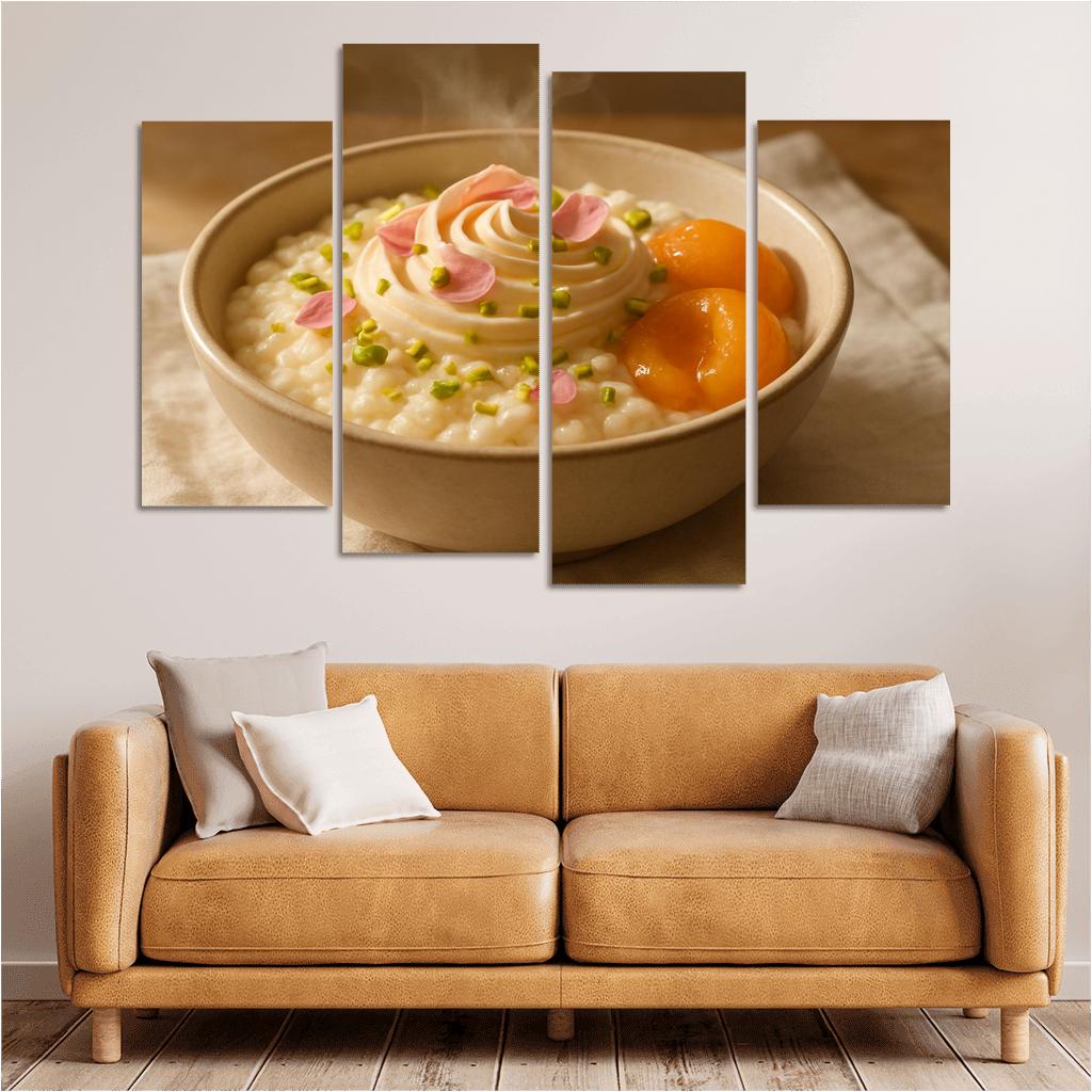 Pistachio Rose Rice Pudding With Poached Apricots modern paintings frame