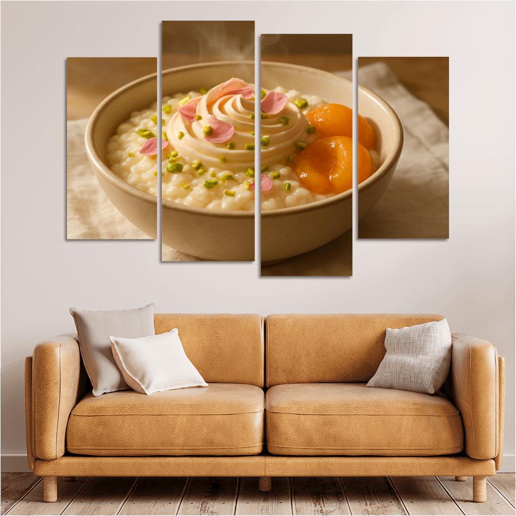 Pistachio Rose Rice Pudding With Poached Apricots modern paintings frame