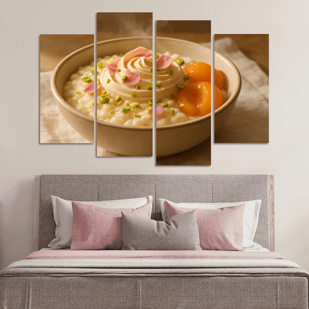 Pistachio Rose Rice Pudding With Poached Apricots modern paintings frame