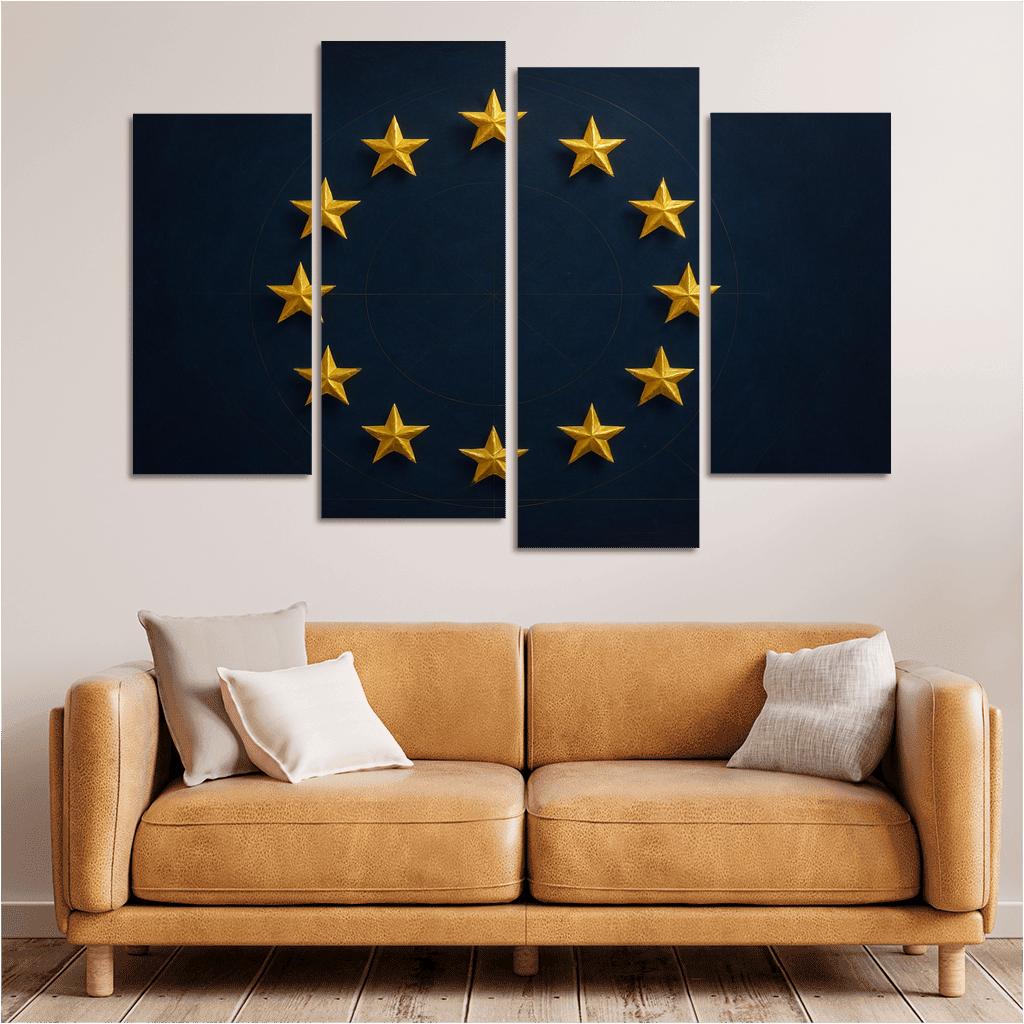 Stars Within The Circle The Flag Of The European Union Reimagined abstract paintings frame