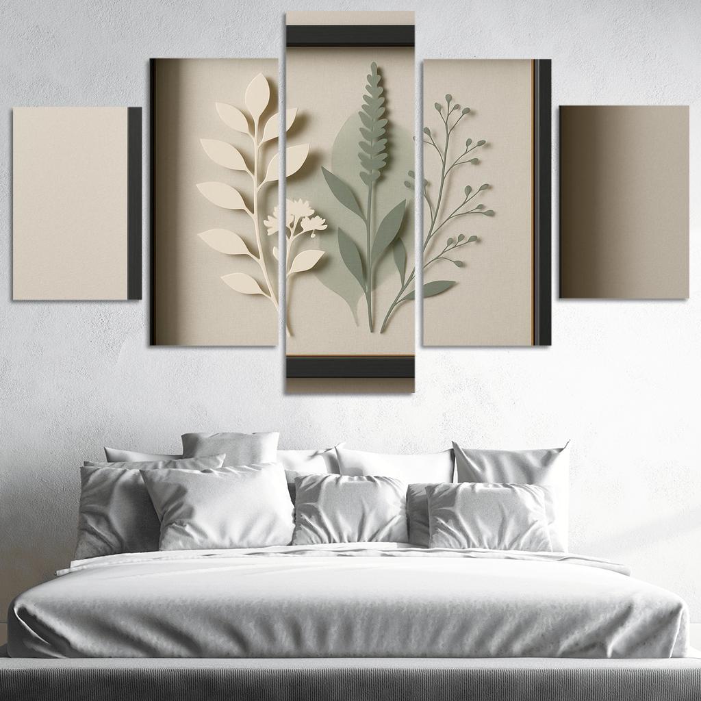 Shadow Box Wall Panel With Layered Botanical Silhouettes premium artwork frames
