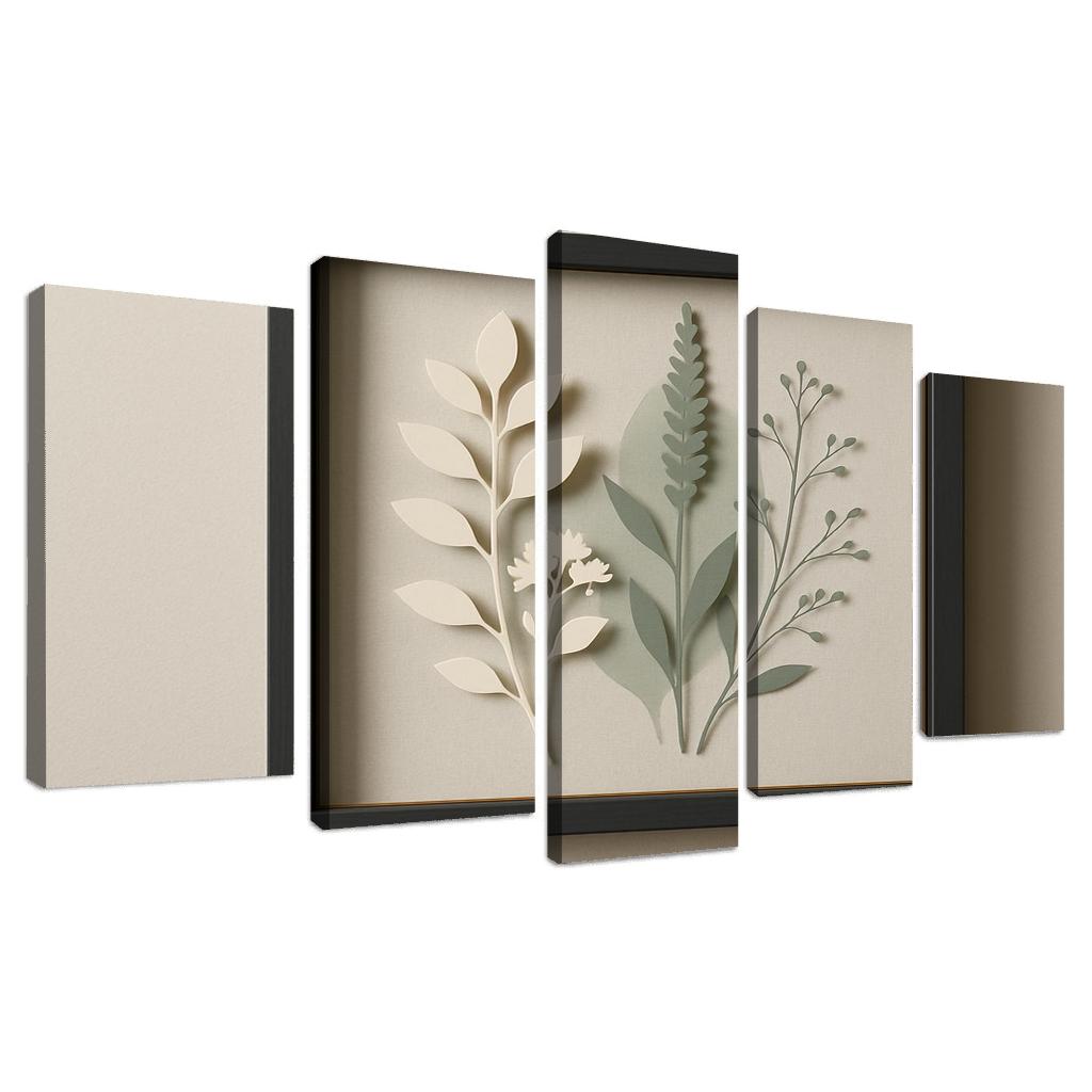 Shadow Box Wall Panel With Layered Botanical Silhouettes premium artwork frames