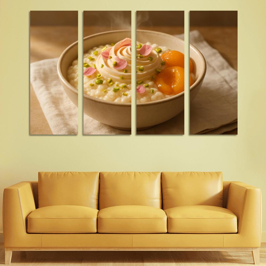 Pistachio Rose Rice Pudding With Poached Apricots modern paintings frame