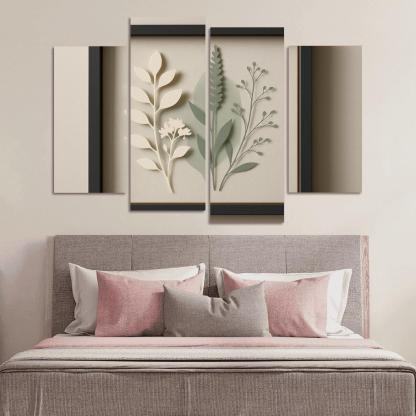 Shadow Box Wall Panel With Layered Botanical Silhouettes premium artwork frames