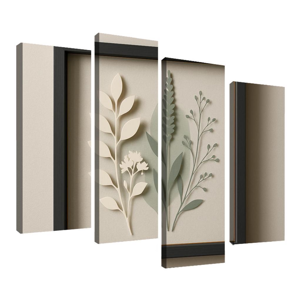 Shadow Box Wall Panel With Layered Botanical Silhouettes premium artwork frames