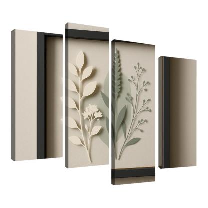 Shadow Box Wall Panel With Layered Botanical Silhouettes premium artwork frames