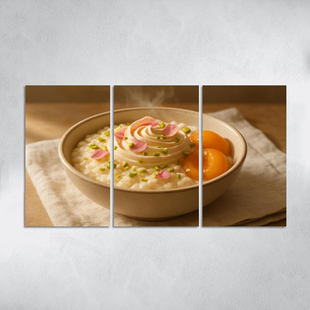 Pistachio Rose Rice Pudding With Poached Apricots modern paintings frame