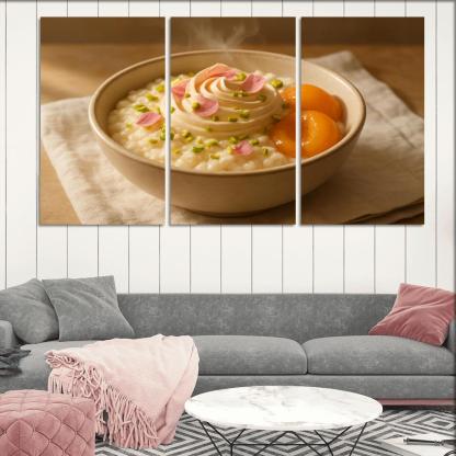 Pistachio Rose Rice Pudding With Poached Apricots modern paintings frame