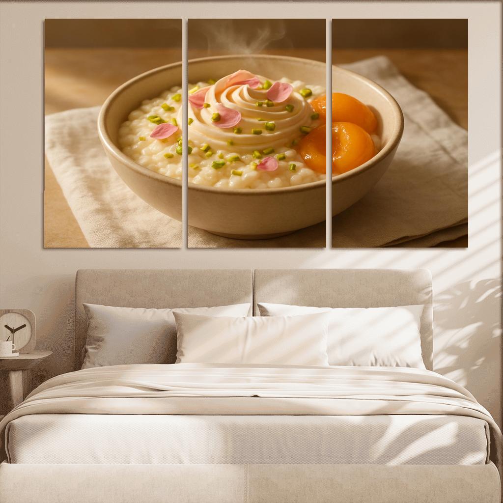 Pistachio Rose Rice Pudding With Poached Apricots modern paintings frame