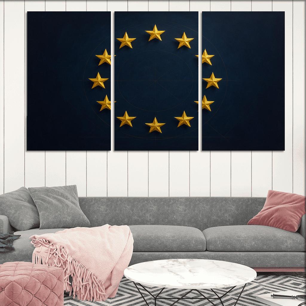 Stars Within The Circle The Flag Of The European Union Reimagined abstract paintings frame