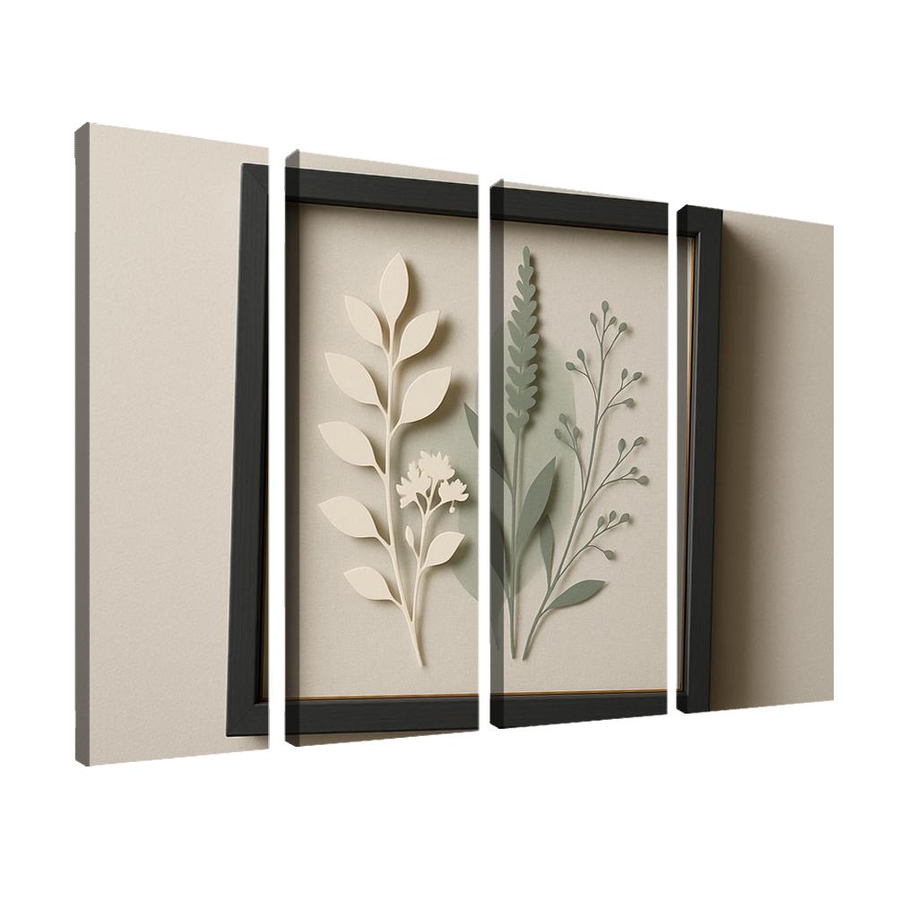 Shadow Box Wall Panel With Layered Botanical Silhouettes premium artwork frames