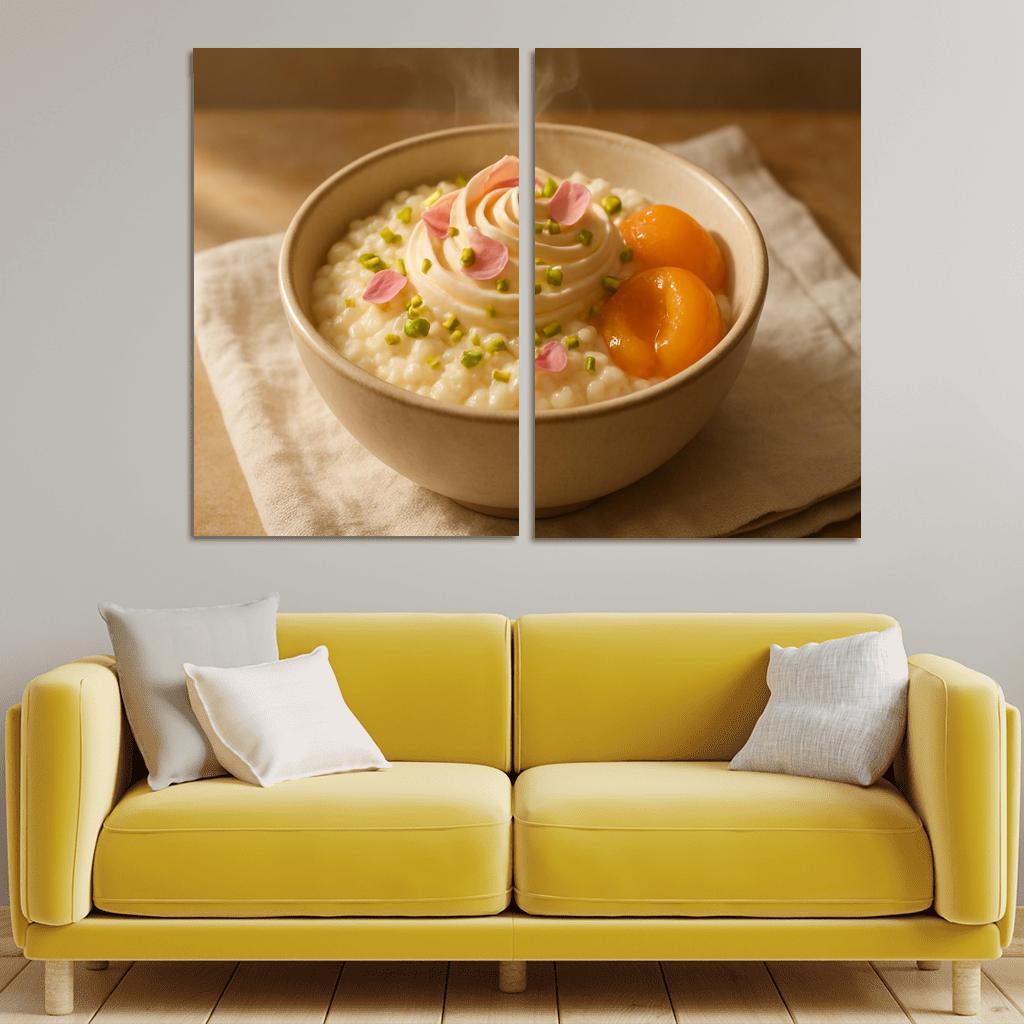 Pistachio Rose Rice Pudding With Poached Apricots modern paintings frame