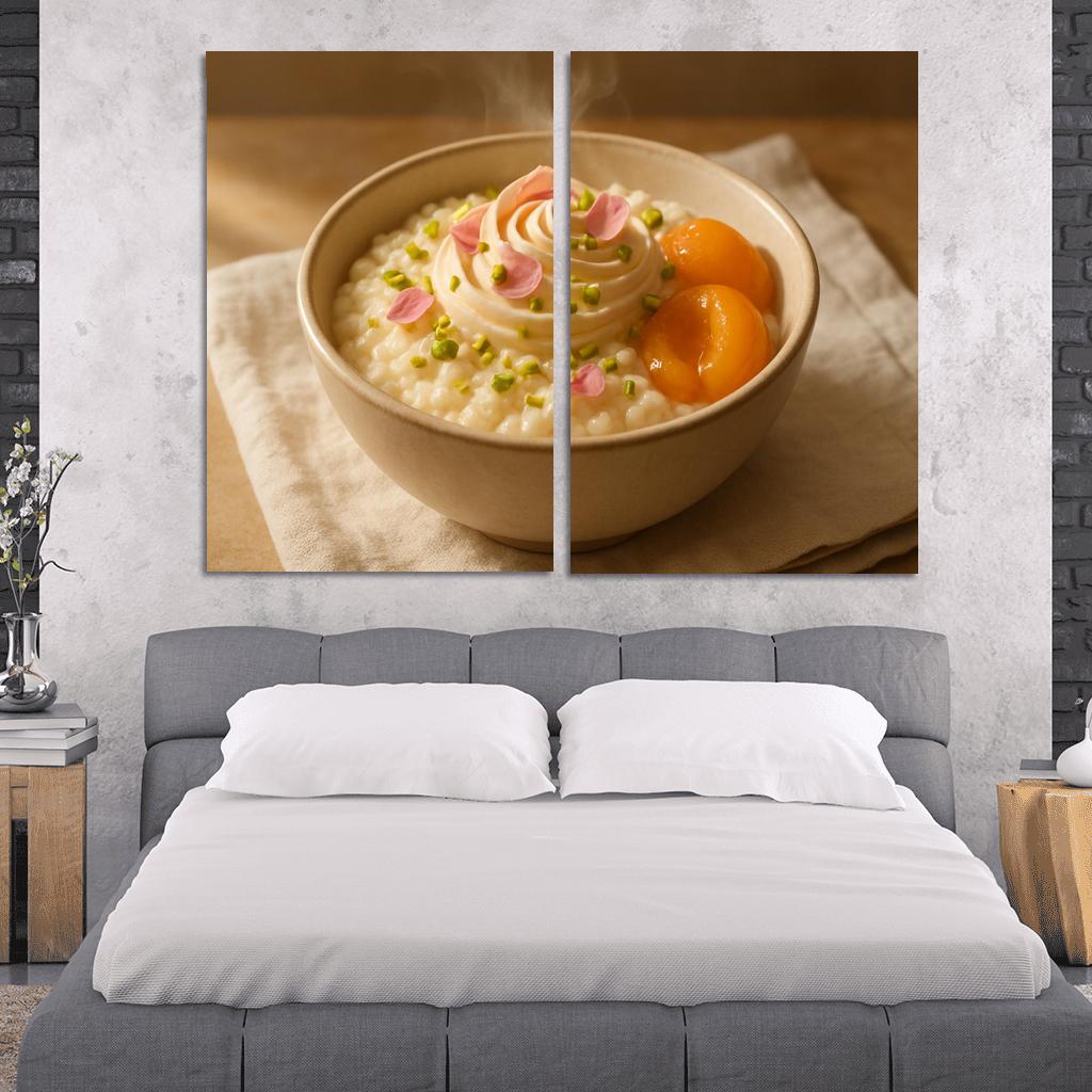 Pistachio Rose Rice Pudding With Poached Apricots modern paintings frame