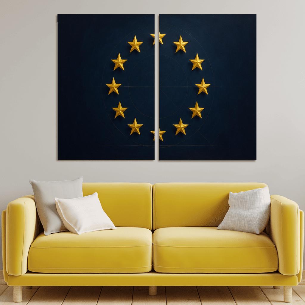 Stars Within The Circle The Flag Of The European Union Reimagined abstract paintings frame