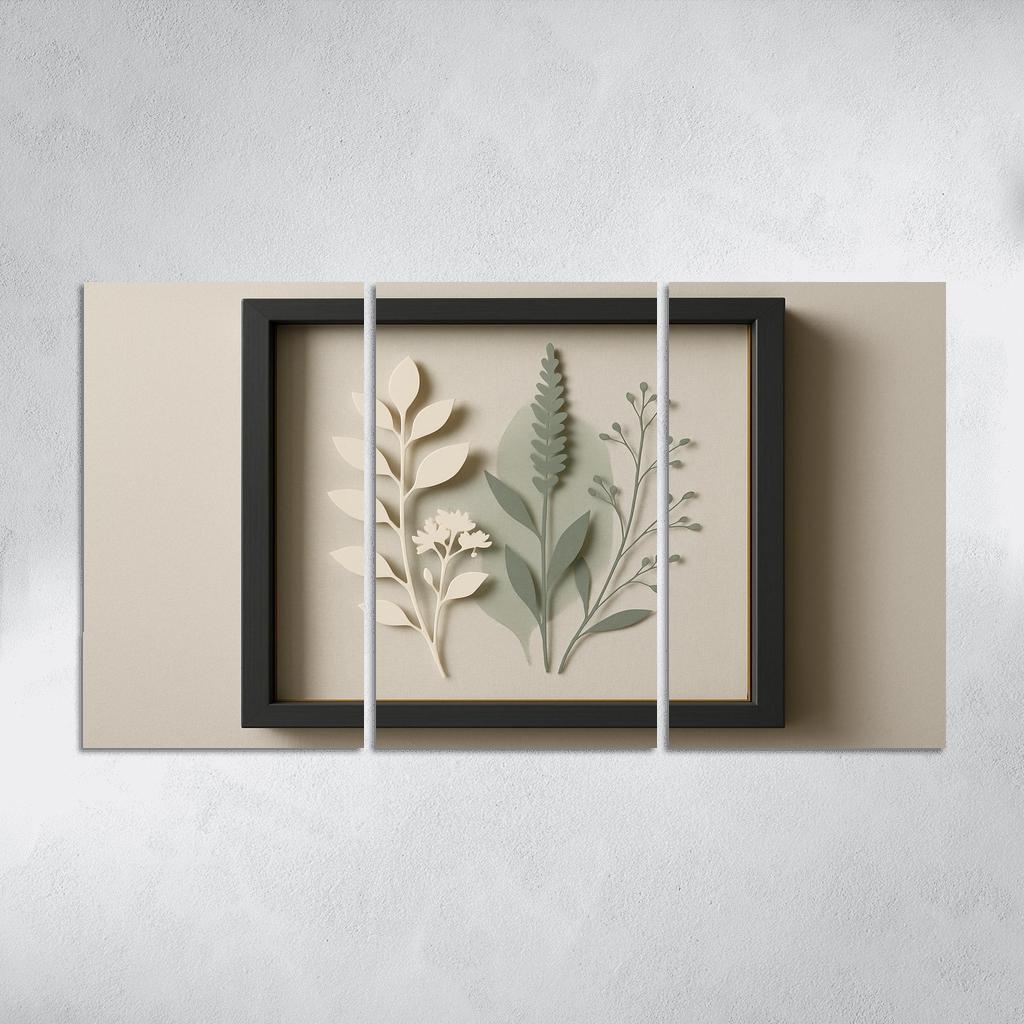 Shadow Box Wall Panel With Layered Botanical Silhouettes premium artwork frames