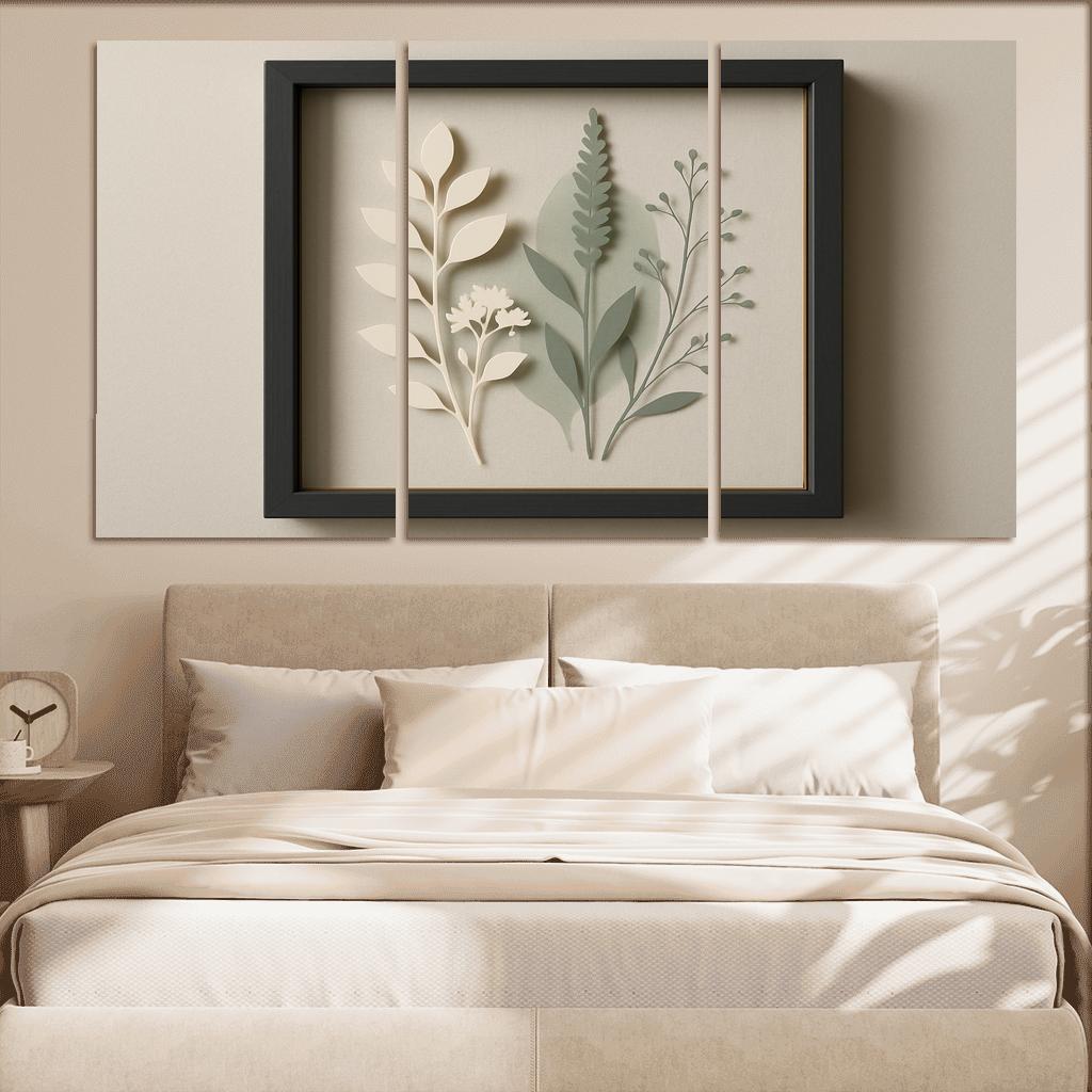 Shadow Box Wall Panel With Layered Botanical Silhouettes premium artwork frames