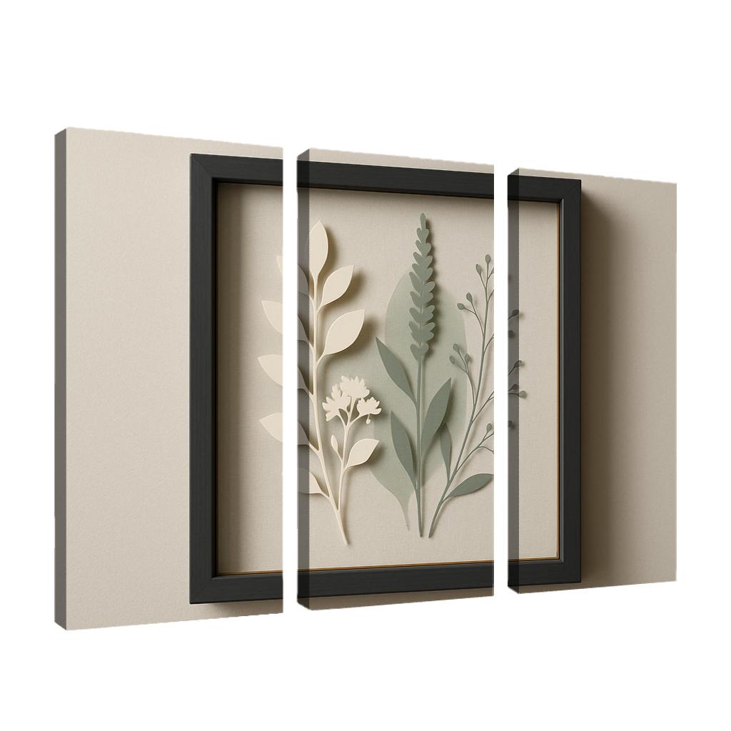 Shadow Box Wall Panel With Layered Botanical Silhouettes premium artwork frames