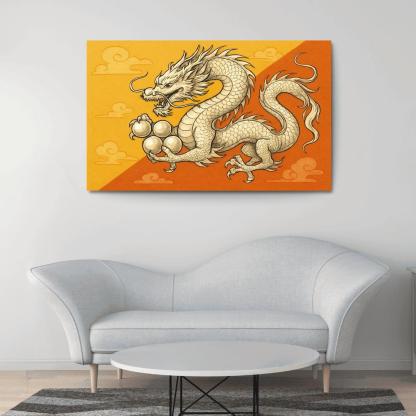 Dragon And Sun Symbolic Study Of The Flag Of Bhutan oil paintings frame