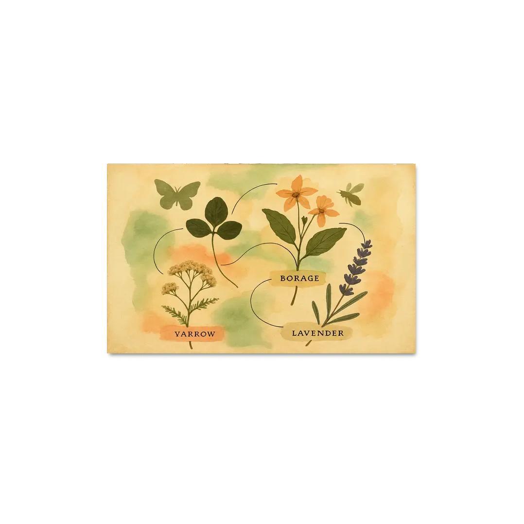 Pollinator Pathway Wild Herbarium Collage canvas paintings frame