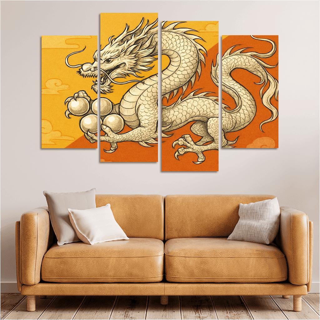 Dragon And Sun Symbolic Study Of The Flag Of Bhutan oil paintings frame