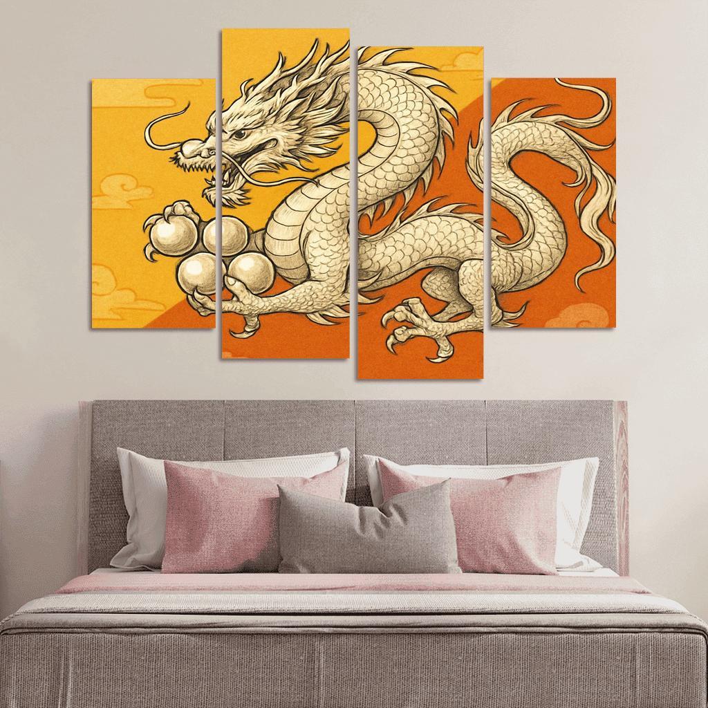 Dragon And Sun Symbolic Study Of The Flag Of Bhutan oil paintings frame