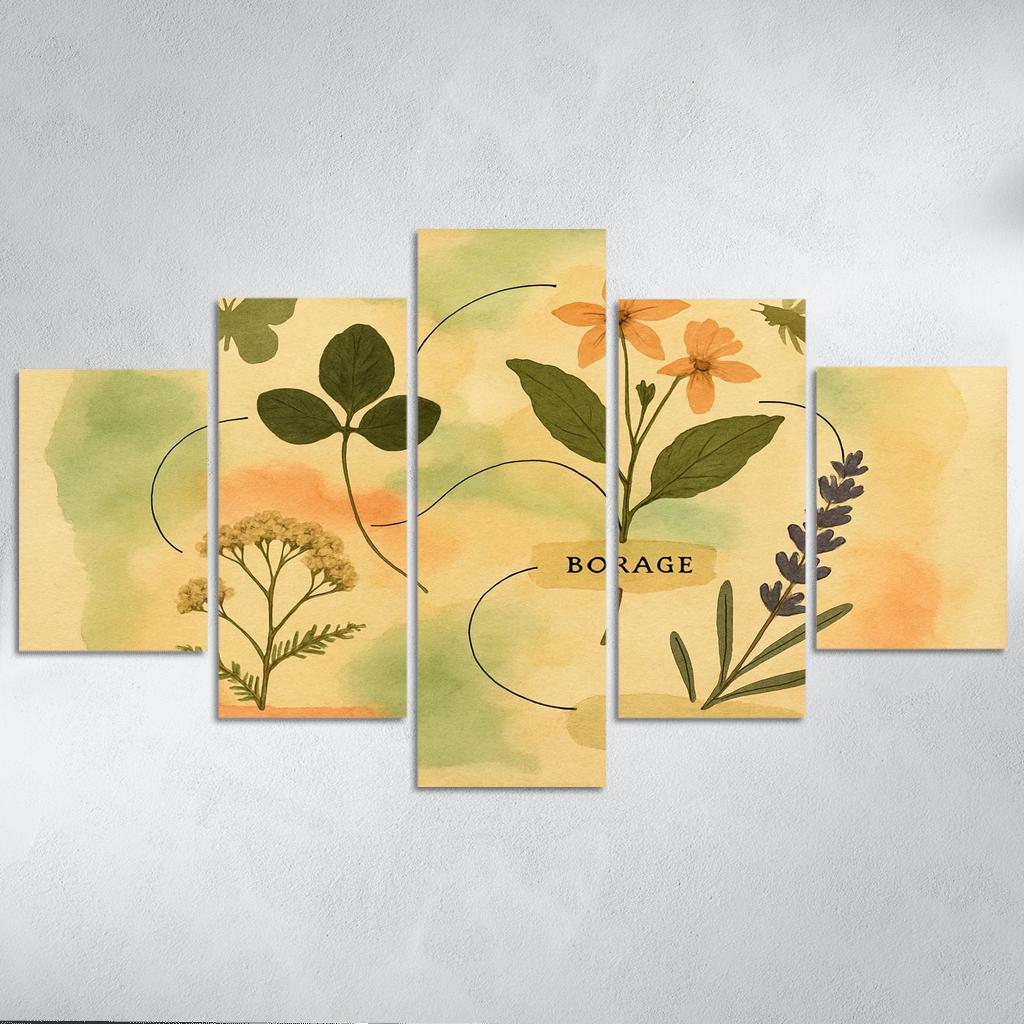 Pollinator Pathway Wild Herbarium Collage canvas paintings frame