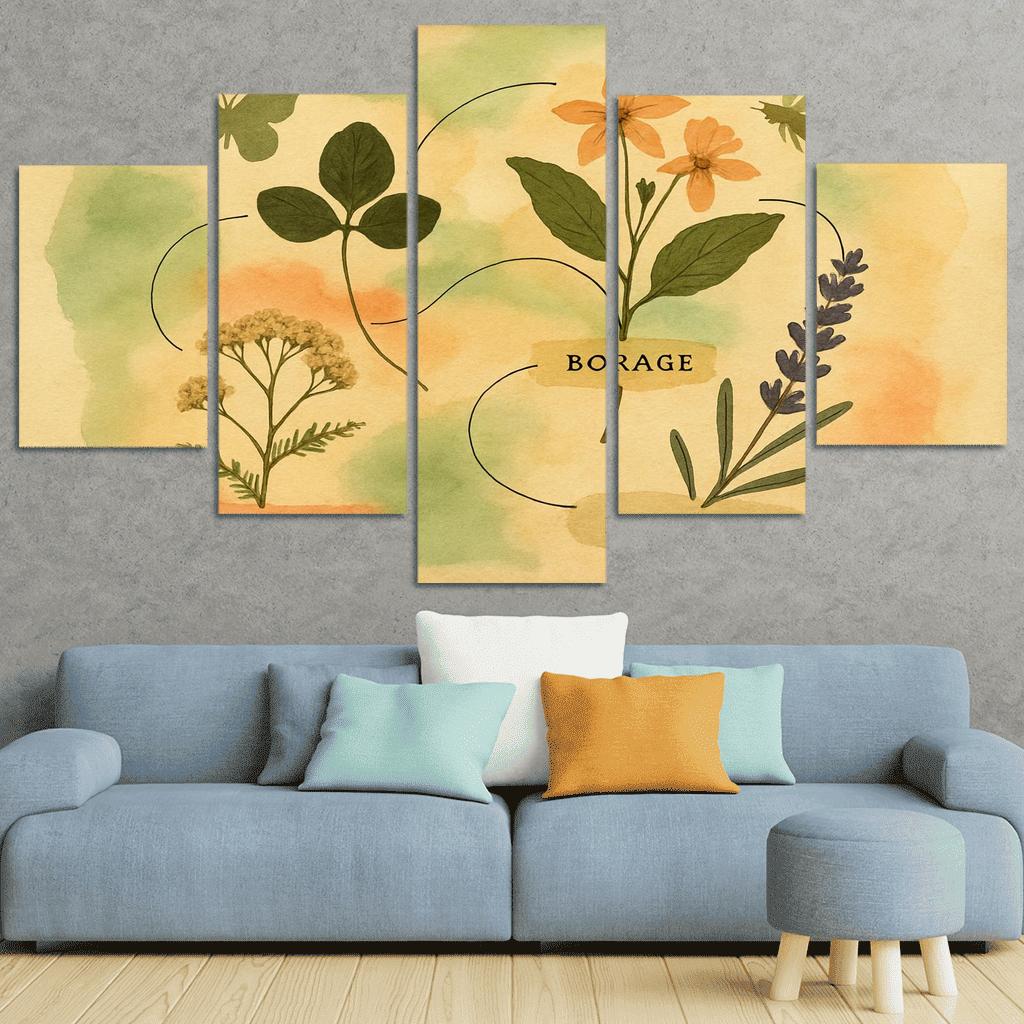 Pollinator Pathway Wild Herbarium Collage canvas paintings frame