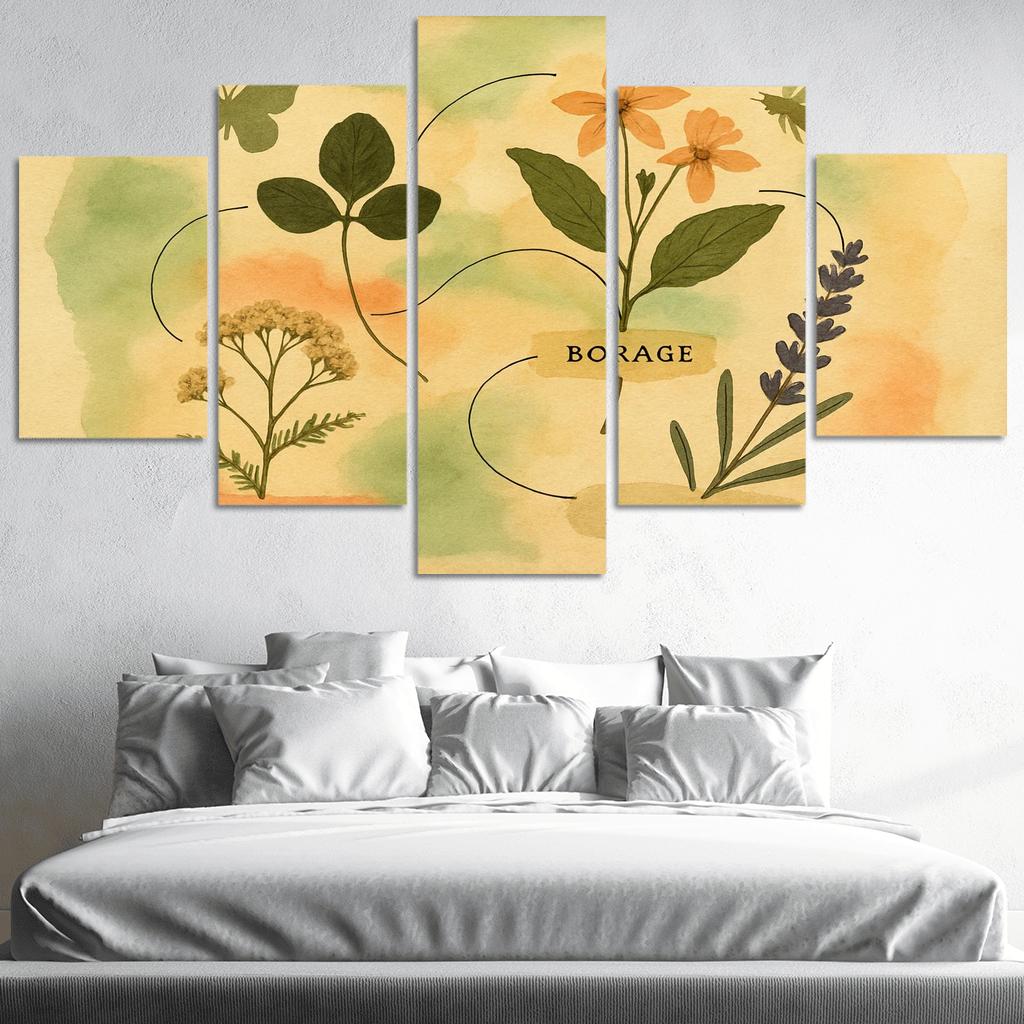 Pollinator Pathway Wild Herbarium Collage canvas paintings frame