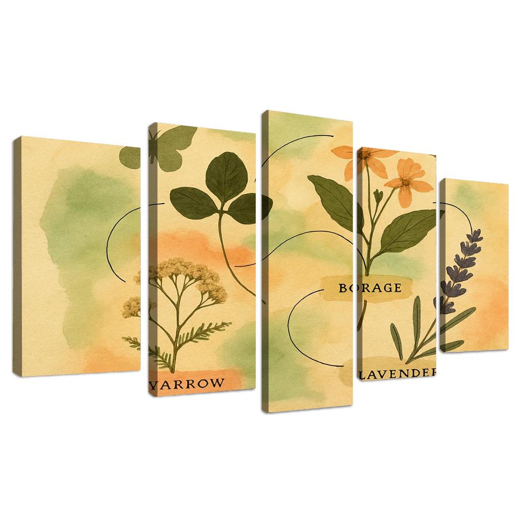 Pollinator Pathway Wild Herbarium Collage canvas paintings frame