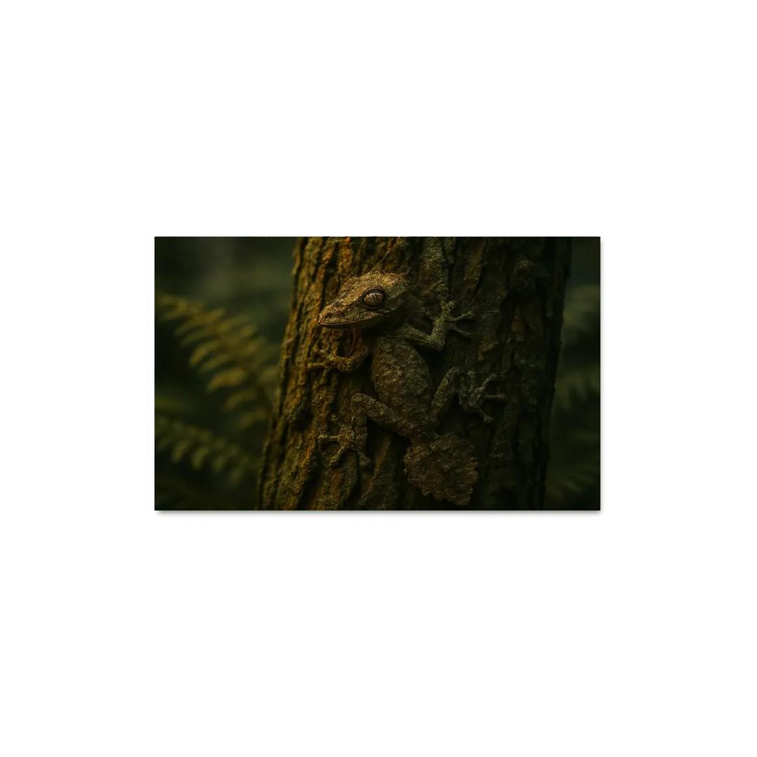 The Elusive Leaf Tailed Gecko Blending Into Rainforest Bark premium artwork frames