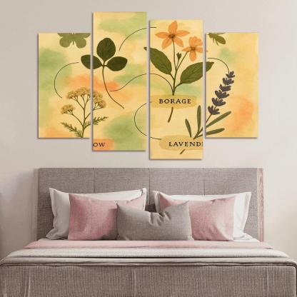 Pollinator Pathway Wild Herbarium Collage canvas paintings frame