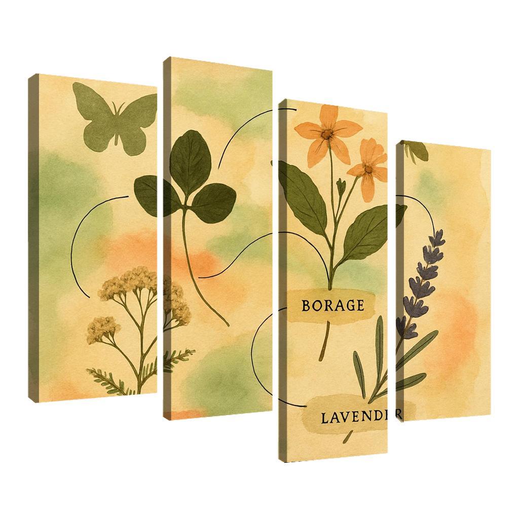 Pollinator Pathway Wild Herbarium Collage canvas paintings frame