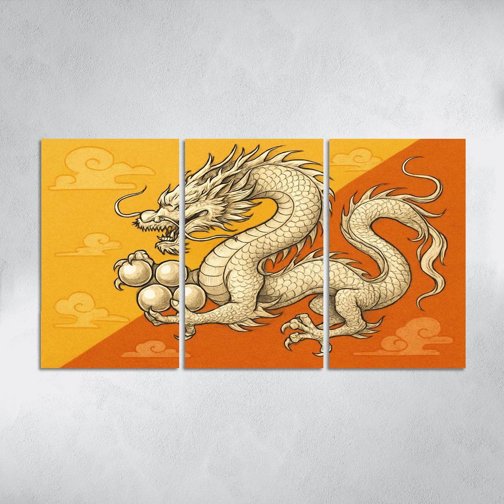 Dragon And Sun Symbolic Study Of The Flag Of Bhutan oil paintings frame