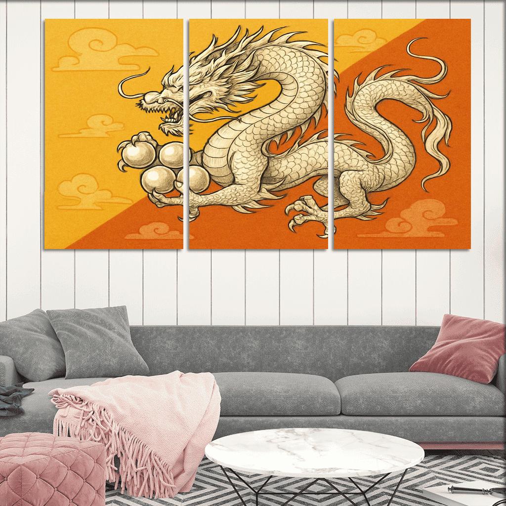 Dragon And Sun Symbolic Study Of The Flag Of Bhutan oil paintings frame