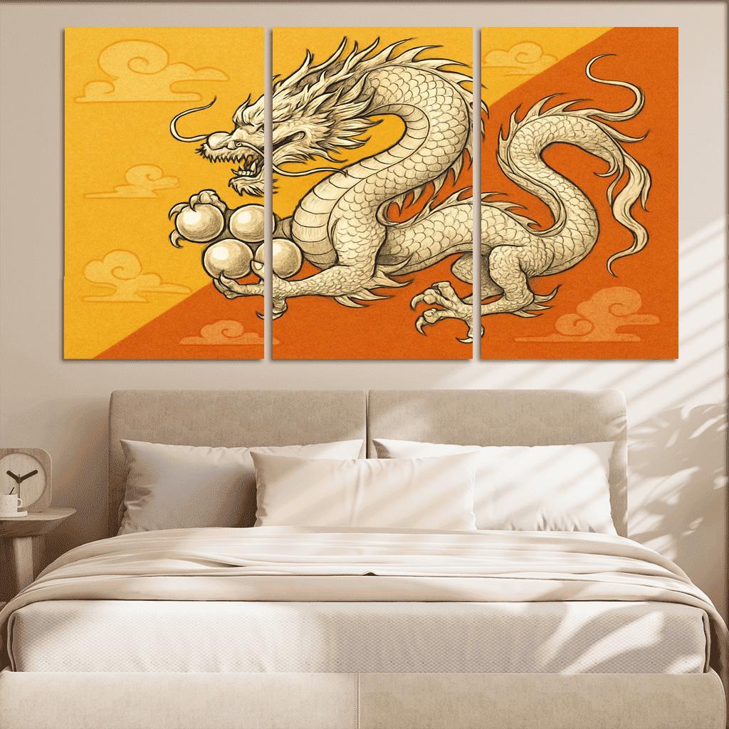 Dragon And Sun Symbolic Study Of The Flag Of Bhutan oil paintings frame