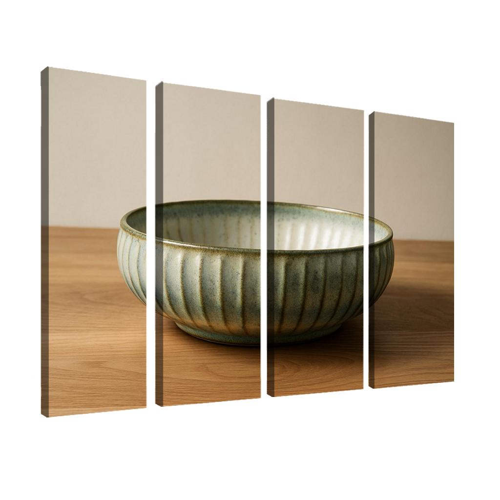 Sculptural Ribbed Stoneware Centerpiece Bowl With Reactive Glaze wall decor
