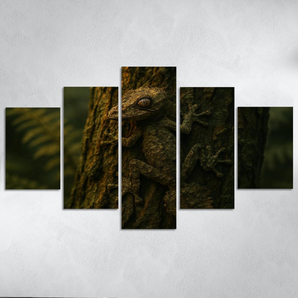 The Elusive Leaf Tailed Gecko Blending Into Rainforest Bark premium artwork frames
