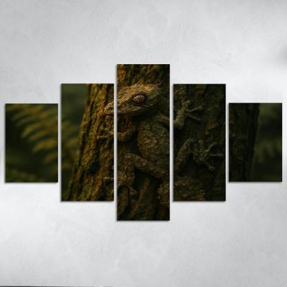 The Elusive Leaf Tailed Gecko Blending Into Rainforest Bark premium artwork frames