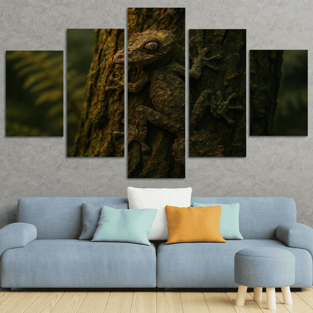 The Elusive Leaf Tailed Gecko Blending Into Rainforest Bark premium artwork frames