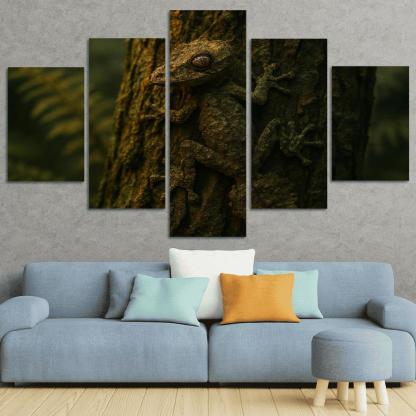 The Elusive Leaf Tailed Gecko Blending Into Rainforest Bark premium artwork frames