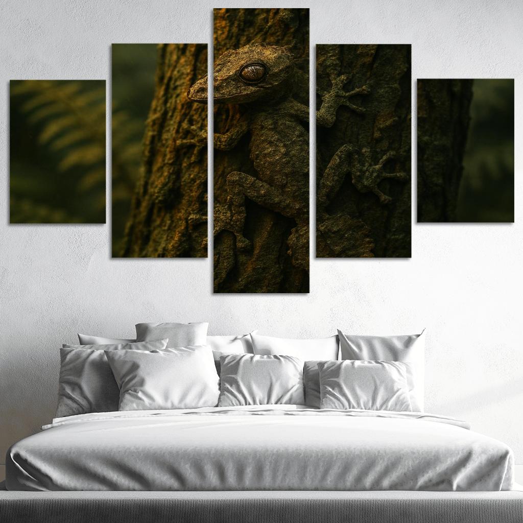 The Elusive Leaf Tailed Gecko Blending Into Rainforest Bark premium artwork frames