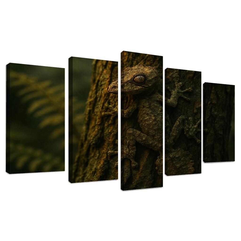 The Elusive Leaf Tailed Gecko Blending Into Rainforest Bark premium artwork frames